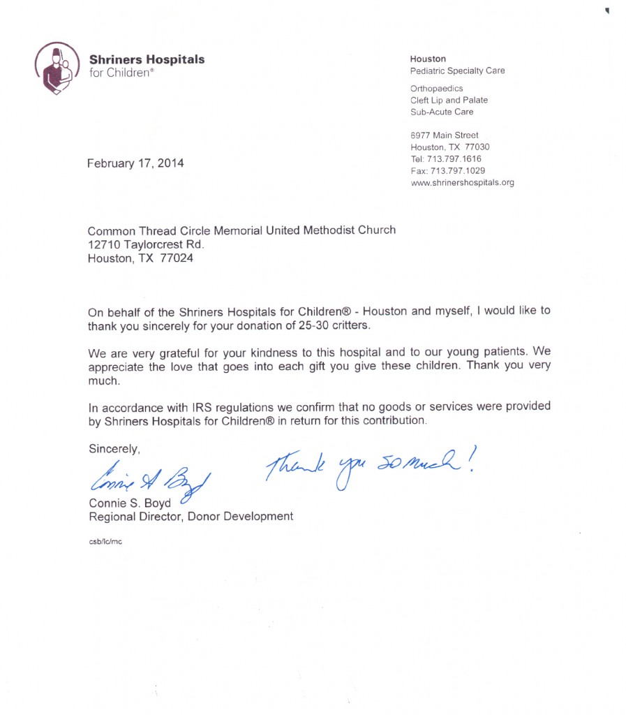 The Common Thread Circle » Shriners Hospital